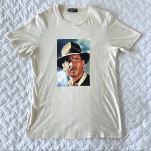 Box logo t-shirt, Indiana Jones cream medium shirt, streetwear. Trendy, Casual